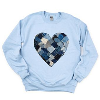 Demin Heart Print - Women's Graphic Sweatshirt