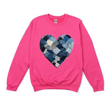 Demin Heart Print - Women's Graphic Sweatshirt