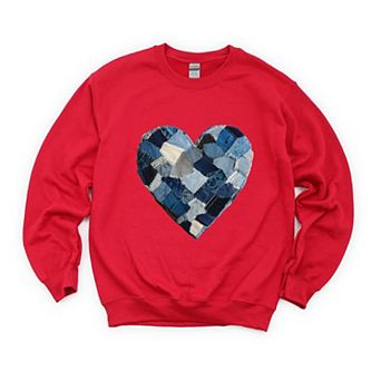 Demin Heart Print - Women's Graphic Sweatshirt