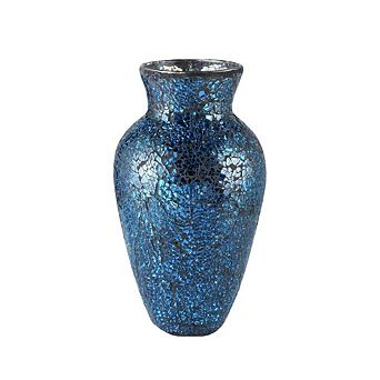HANDCRAFTED CRACKED GLASS ORNAMENTAL VASE