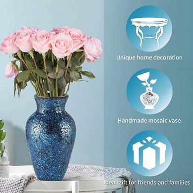 HANDCRAFTED CRACKED GLASS ORNAMENTAL VASE