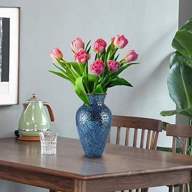 HANDCRAFTED CRACKED GLASS ORNAMENTAL VASE