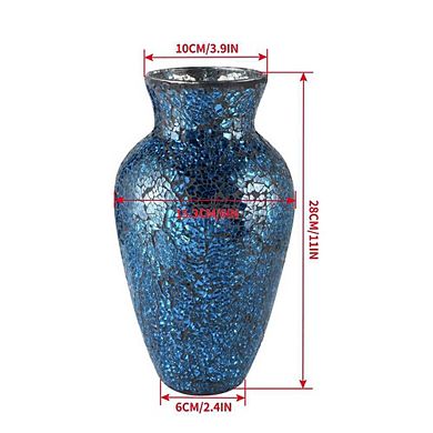 HANDCRAFTED CRACKED GLASS ORNAMENTAL VASE
