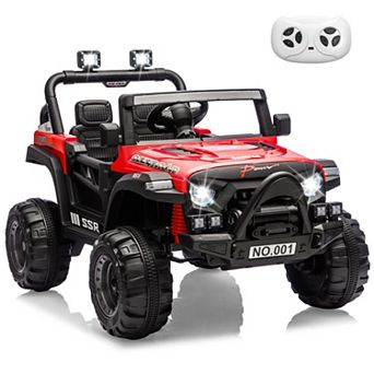 12V Kids Ride-On Truck Car, Battery Powered Vehicles with Remote, Music, LED Lights, Suspension