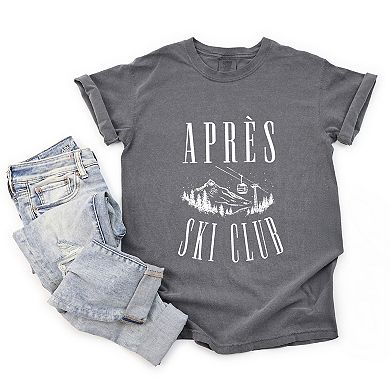 Aprés Ski Lift Outline - Women's Garment Dyed Graphic T-Shirt