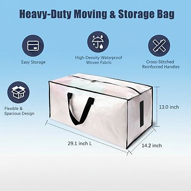 Heavy Duty Moving Bags with Zippers - 8 Pack Storage Totes, Water-Resistant & Foldable