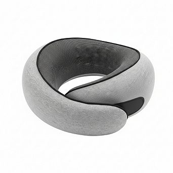 Memory Foam Travel Pillow with Eye Mask & Ear Plugs, for Airplane Car Office & Home, Grey