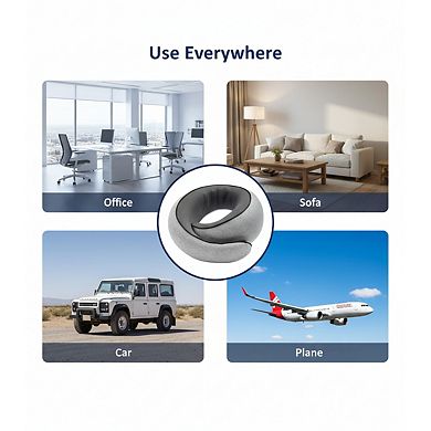 Memory Foam Travel Pillow with Eye Mask & Ear Plugs, for Airplane Car Office & Home, Grey