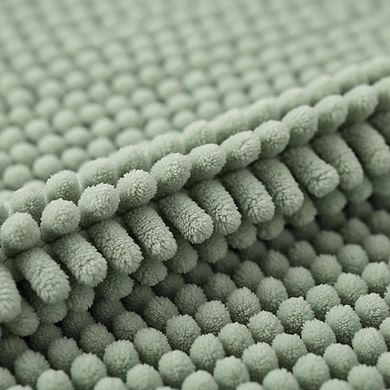 Sage Chenille Striped Shaggy Bath Mat Set, Extra Thick Non-Slip Bathroom Rugs