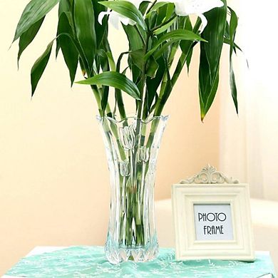 TULIPS PATTERN GLASS ORNAMENTAL VASE