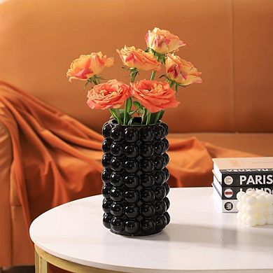 BLACK BUBBLE CERAMIC BOHO ORNAMENTAL VASE