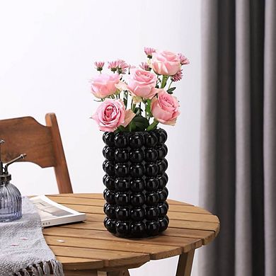BLACK BUBBLE CERAMIC BOHO ORNAMENTAL VASE