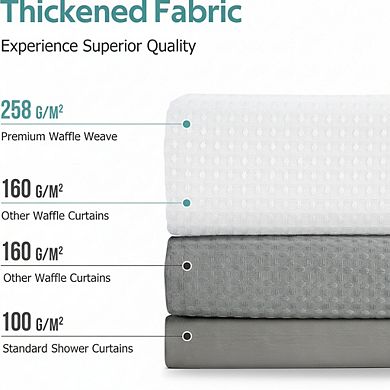 Luxury Waffle Weave Shower Curtain Set with Weighted Hem for Bathroom