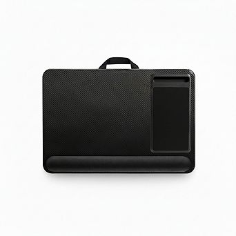 Home Office Lap Desk with Wrist Rest Mouse Pad and Phone Holder Black Carbon