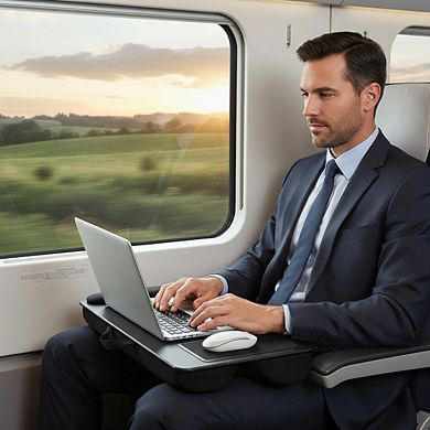 Home Office Lap Desk with Wrist Rest Mouse Pad and Phone Holder Black Carbon