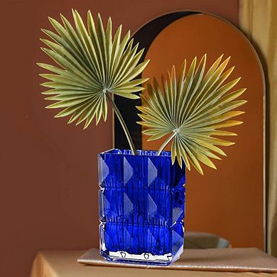 MODERN HANDMADE BLUE CRYSTAL ORNAMENTAL VASE