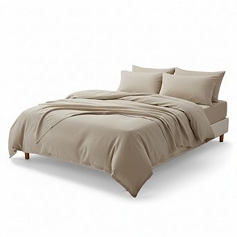 100% French Linen Queen Sheets, 4 pc Set with 16" Deep Pocket - Breathable, Cooling & Durable
