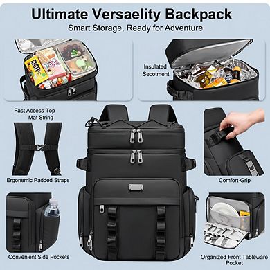 AKSZRI 31L Insulated Cooler Backpack Double Deck, Leakproof & Waterproof for Camping, Travel, Beach