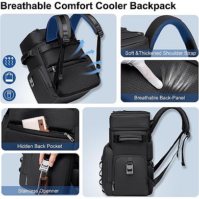 AKSZRI 31L Insulated Cooler Backpack Double Deck, Leakproof & Waterproof for Camping, Travel, Beach