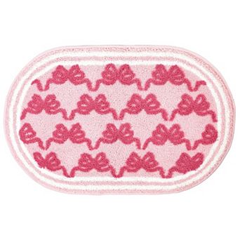 Soft Pink Bow Bathroom Rug: Non-slip, Quick Dry, Washable, Absorbent, Plush, Cute for Home Decor