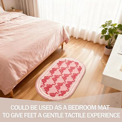 Soft Pink Bow Bathroom Rug: Non-slip, Quick Dry, Washable, Absorbent, Plush, Cute for Home Decor