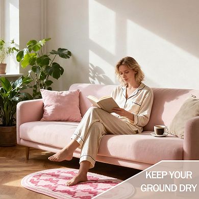 Soft Pink Bow Bathroom Rug: Non-slip, Quick Dry, Washable, Absorbent, Plush, Cute for Home Decor