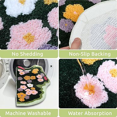 Green Moss Leaf Rug - Non-slip, 3D, Washable, Soft for Bath, Bed, Kitchen, Living