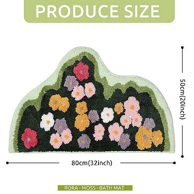 Green Moss Leaf Rug - Non-slip, 3D, Washable, Soft for Bath, Bed, Kitchen, Living