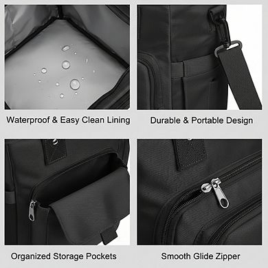 AKSZRI Insulated Lunch Bag - Large Leakproof Cooler Tote with Wide Opening & Strap (Black)