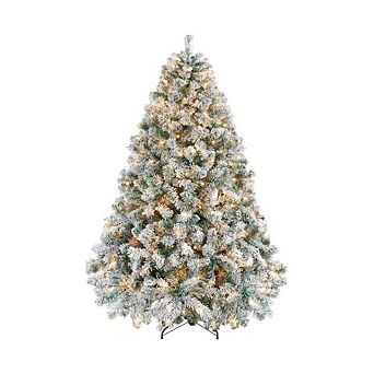 Snow Flocked Full Pre-Lighted Christmas Tree