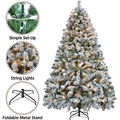 Snow Flocked Full Pre-Lighted Christmas Tree