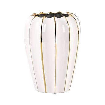RUSTIC WHITE GOLD CENTERPIECE ORNAMENTAL VASE