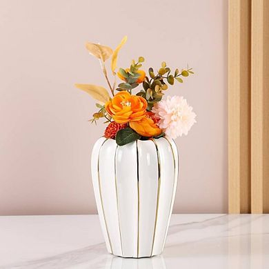 RUSTIC WHITE GOLD CENTERPIECE ORNAMENTAL VASE
