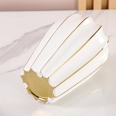 RUSTIC WHITE GOLD CENTERPIECE ORNAMENTAL VASE