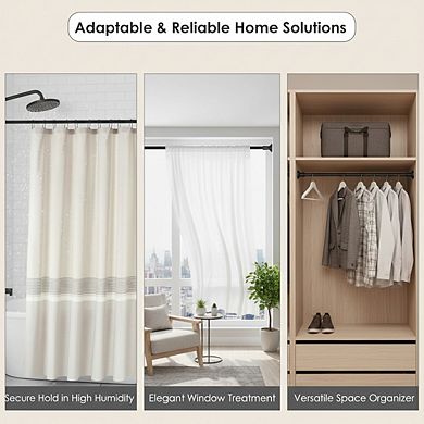 Heavy-Duty Black Tension Shower Curtain Rod, 43-120 Inch Adjustable Stainless Steel, No Rust