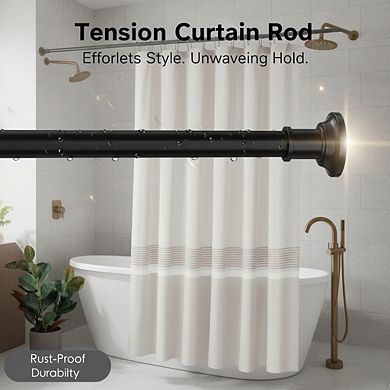 Heavy-Duty Black Tension Shower Curtain Rod, 43-120 Inch Adjustable Stainless Steel, No Rust