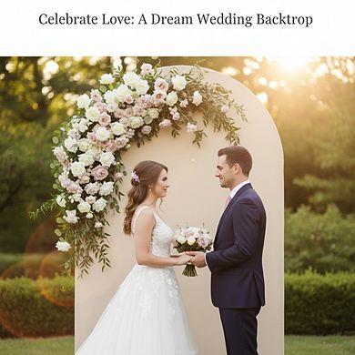 7.2 ft Double Color Arch Backdrop Cover, White & Beige Stretch Spandex for Wedding & Birthday Decor