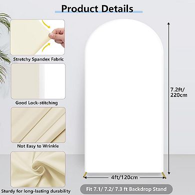 7.2 ft Double Color Arch Backdrop Cover, White & Beige Stretch Spandex for Wedding & Birthday Decor