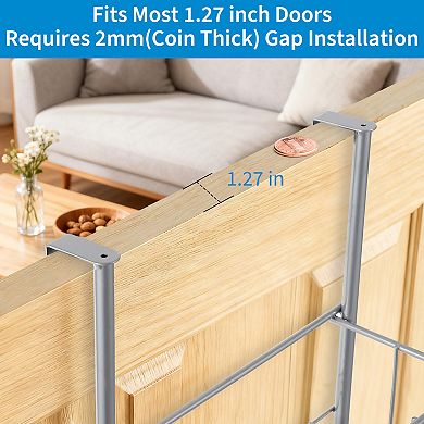 2-Tier Basket Over The Door Organizer, Metal Shower Caddy Hanging with 2 Baskets & 6 Hooks, Black