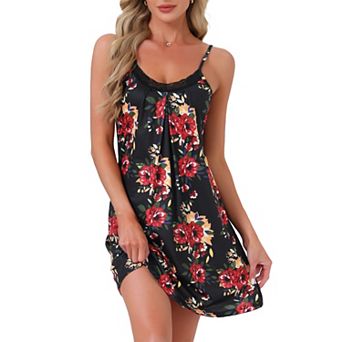 Women's Nightgown V-Neck Chemise Sleepwear Lace Nightwear Soft Lingerie Nightshirts Pajama Dress