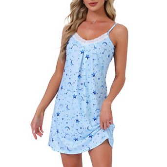 Women's Nightgown V-Neck Chemise Sleepwear Lace Nightwear Soft Lingerie Nightshirts Pajama Dress
