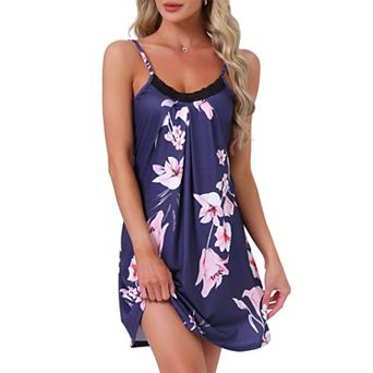 Women's Nightgown V-Neck Chemise Sleepwear Lace Nightwear Soft Lingerie Nightshirts Pajama Dress