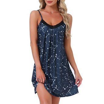 Women's Nightgown V-Neck Chemise Sleepwear Lace Nightwear Soft Lingerie Nightshirts Pajama Dress