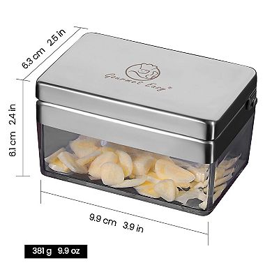 Garlic Press, Garlic Chopper Mini & Slicer Super Thin 2 in 1, Odor Free Ginger Dicer + Container