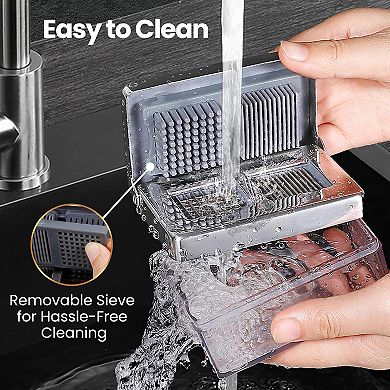 Garlic Press, Garlic Chopper Mini & Slicer Super Thin 2 in 1, Odor Free Ginger Dicer + Container