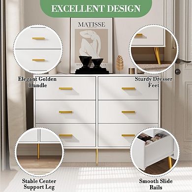 Six Drawer Cabinet with Stable Hardware Legs and Smooth Slide Rails