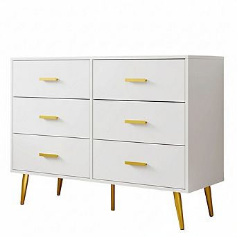Six Drawer Cabinet with Stable Hardware Legs and Smooth Slide Rails