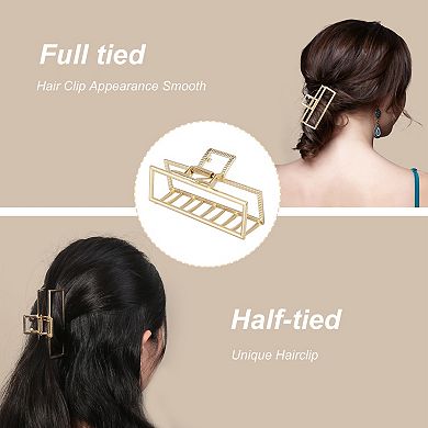 3.5" Women Large Metal Hair Claw Hair Barrettes Clips Rectangle Shaped Claw 2Pcs