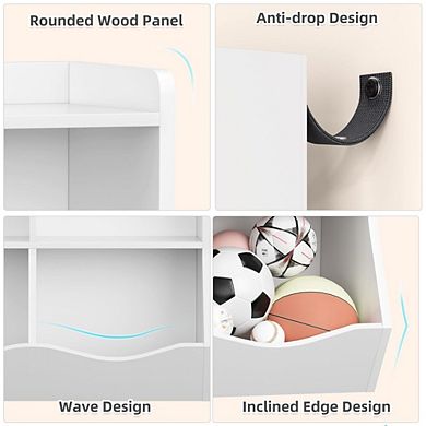 Three-Tier Kids Bookshelf and Toy Storage Cabinet with Cubbies