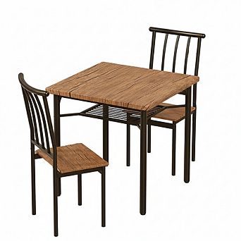 Square Bistro Table Set for Two with Adjustable Legs and Storage